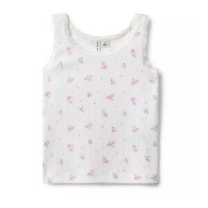 Janie and jack floral lace trim tank top white pink purple size 4